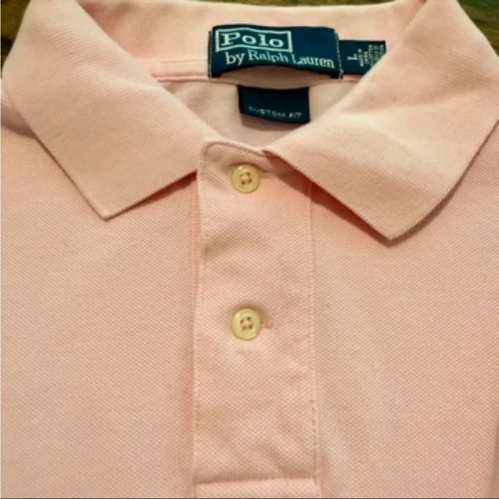 Ralph Lauren Men's Long Sleeve Polo Shirt Pink with Blue Pony
